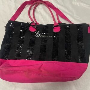 Victoria’s Secret Black and Pink Sequin Tote Bag